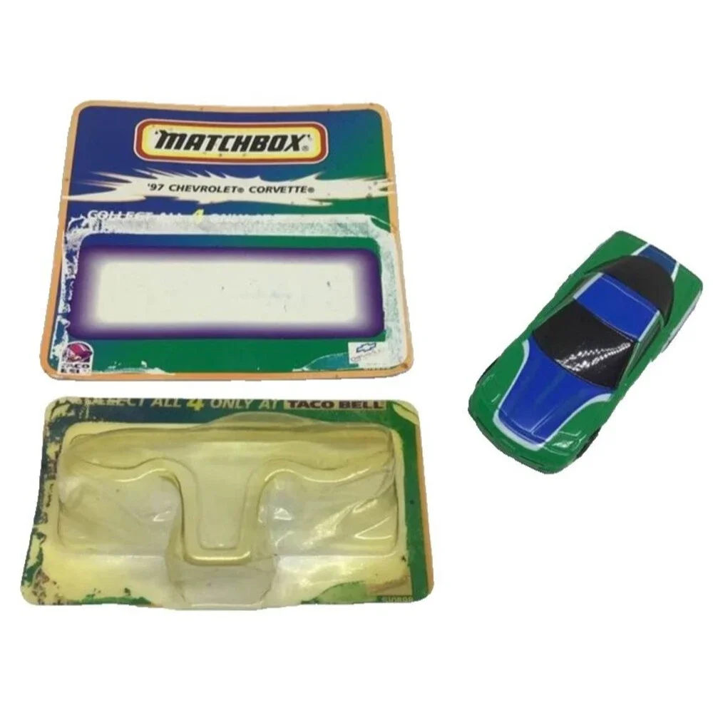 '97 1997 Chevrolet Corvette Matchbox Car Taco Bell Promo Green Blue Collectible